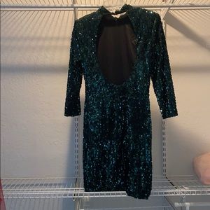 Green sequins dress